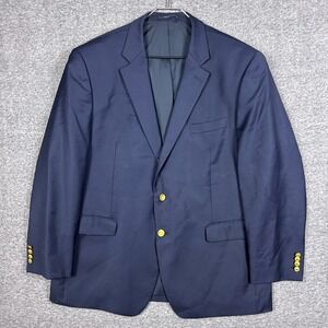 Lauren Ralph Lauren Sport Coat Blazer Mens 46R Navy Wool Gold Crest Buttons